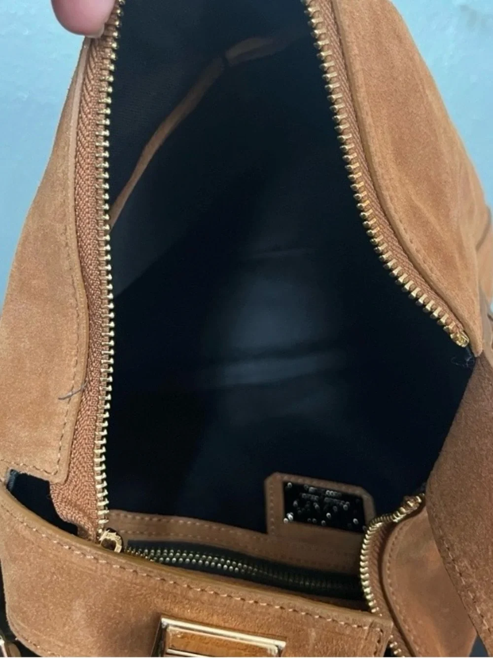 Claudia Firenze Genuine Suede Hobo Hand Bag/Crossbody Cognac Camel Italian NWT